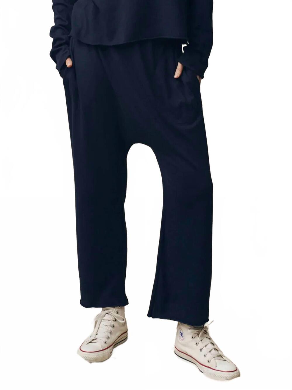 NEW THE GREAT. the jersey crop pants in true navy
